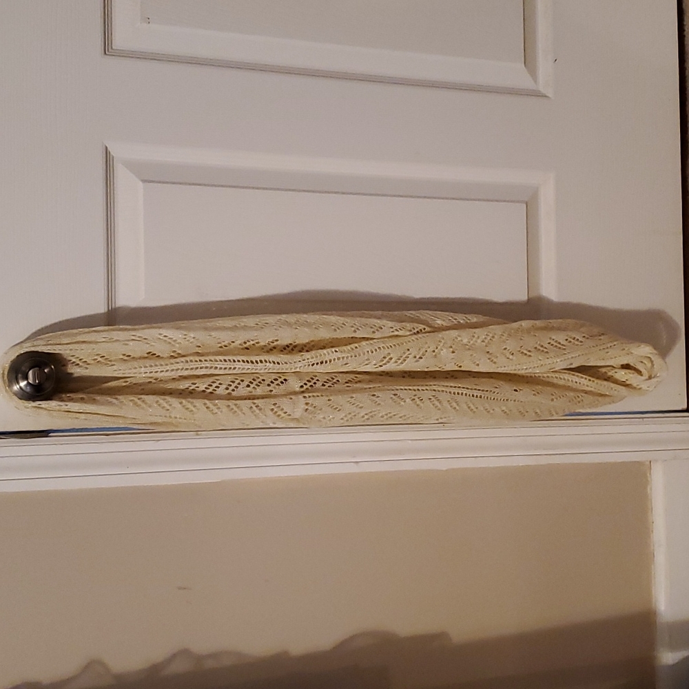 Cream colored, sparkly infinity scarf